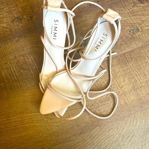 Beige Strappy Heels ! Size 7 Run Large !! Read Description!